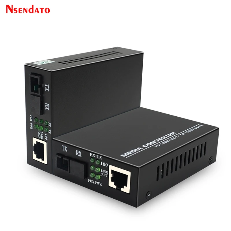 Gigabit Fiber Optical Media Converter 10/100/1000Mbps Single Mode Fiber SC Ethernet Fiber Switch Gigabit with Power Supply