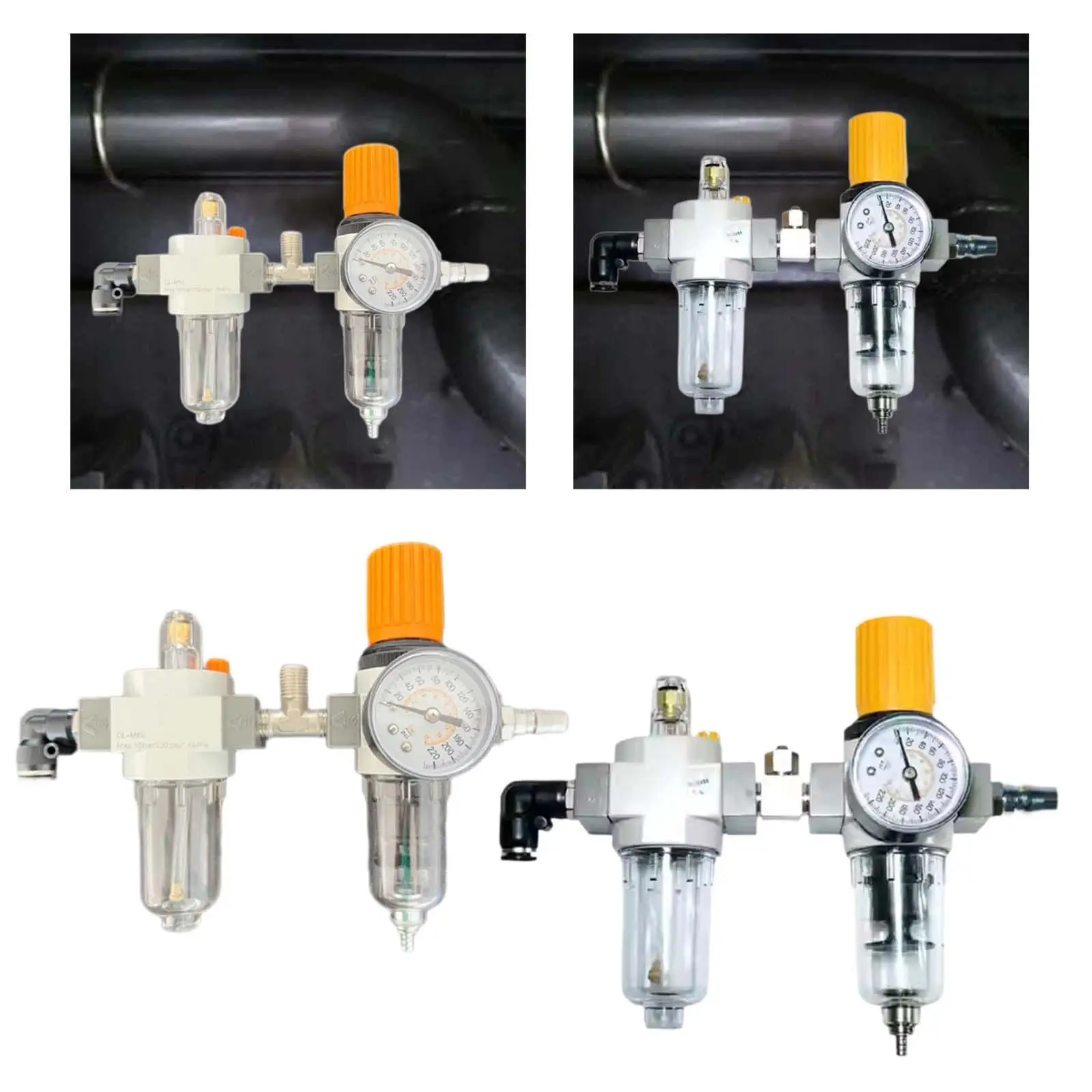 

Шиномонтажный станок Сепаратор масла и воды Регулятор масляной воды с манометром Простая установка Максимальное давление 230 фунтов на квадратный дюйм 1/4 дюйма NPT