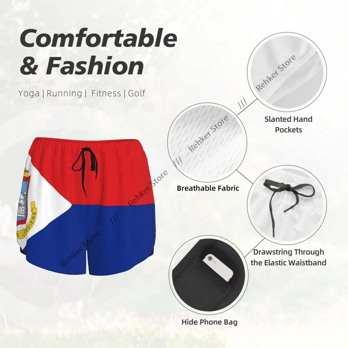 女性ヨガショーツシンテマールテン旗軽量アスレチック速乾性通気性屋外ランニングショーツ