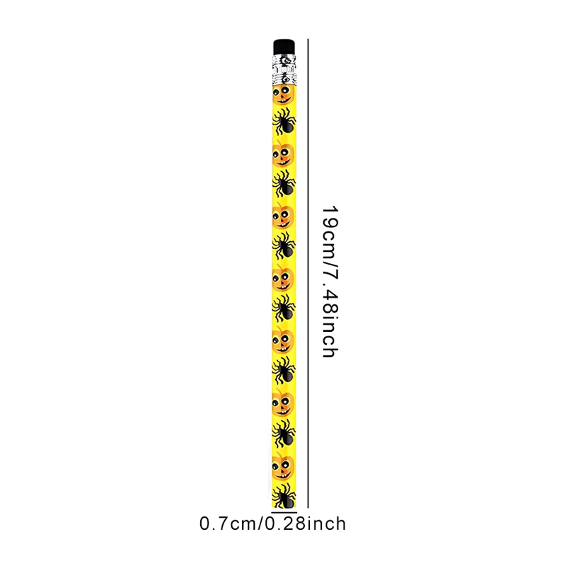 12/24/36PCS Halloween Pencils with Assorted Spooky Prints Random Colors Pumpkin Ghost Bats Skulls Festive Writing Stationery ZYF