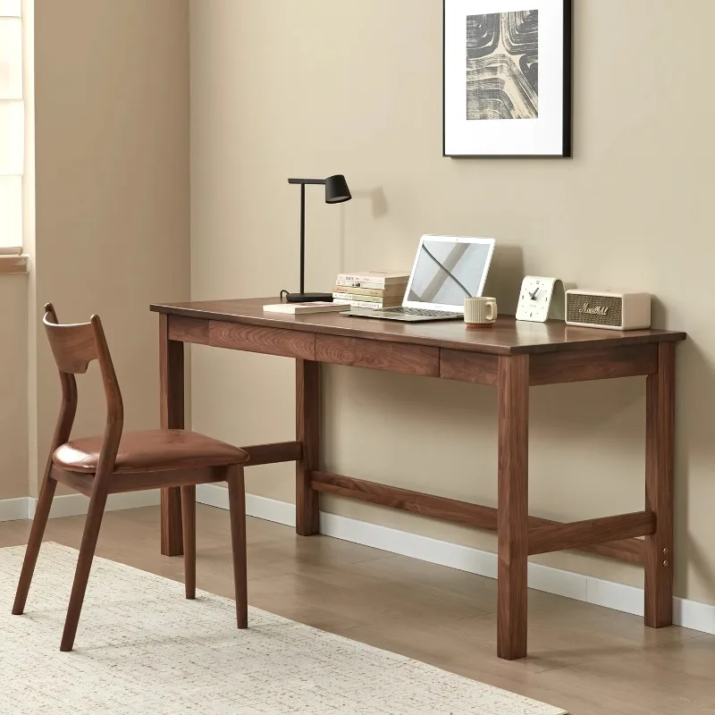 

North American black walnut solid wood strip desk double study office log workbench computer writing study table