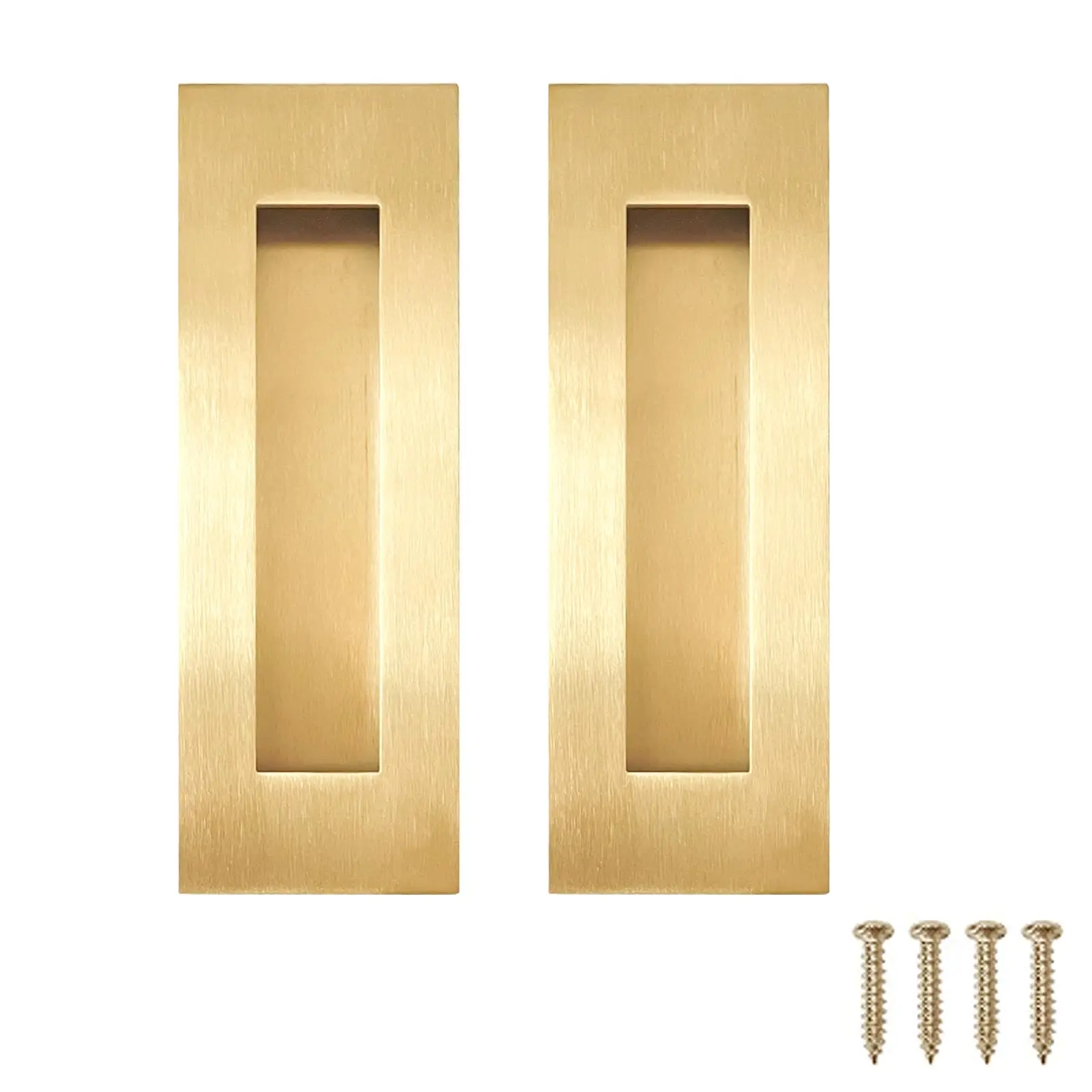 2pcs Gold Recessed Handle Sliding Barn Door Finger Flush Pull Stainless Steel Recessed Finger Flush Pulls for Wardrobe Door