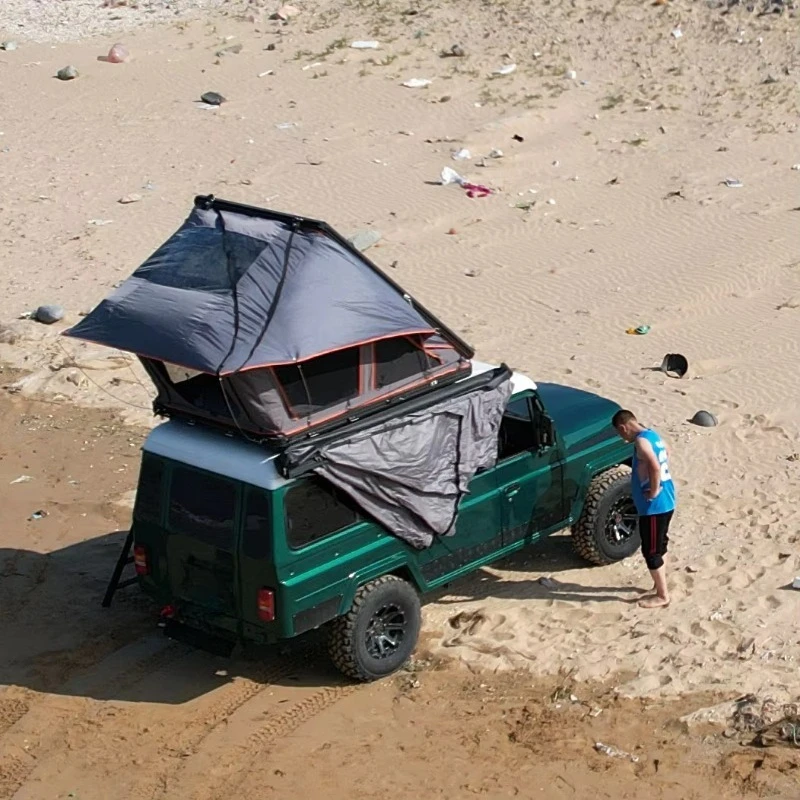 

Folding roof tent box carbon fiber camping aluminum hard shell triangle car roof tent