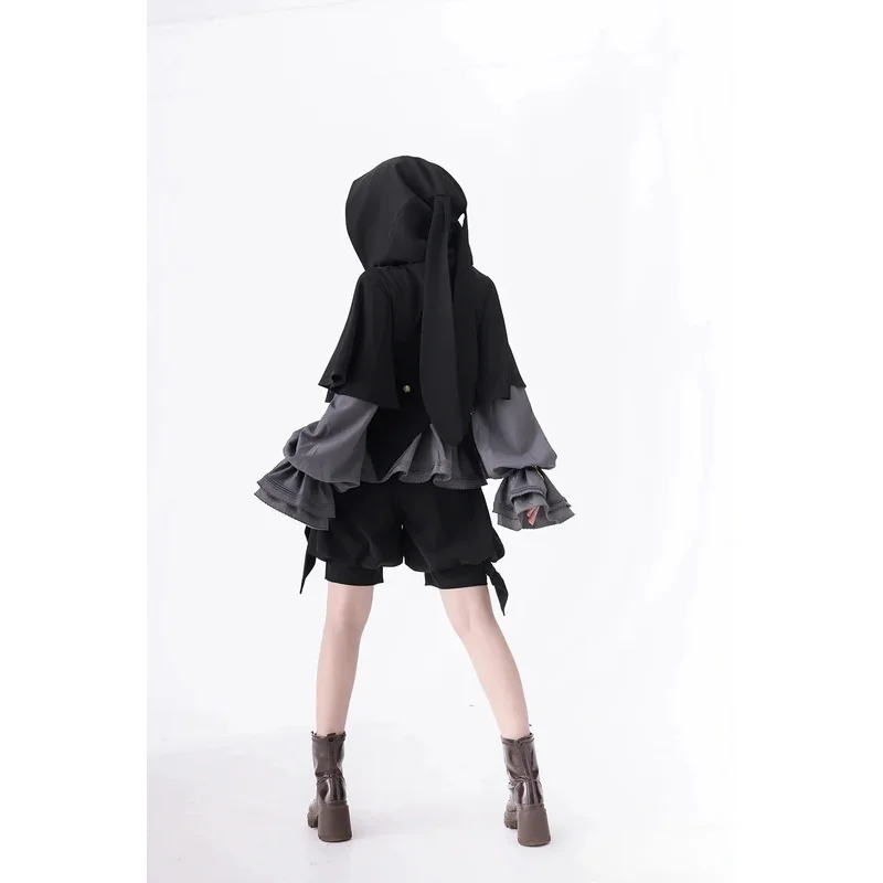 ~ Rabbit Run~Ouji Lolita Jacket /Short Pants /Blouse Vintage Dark Cute Cool Sa Coat  Rabbit Ear Hood Set by Princess Chronicles