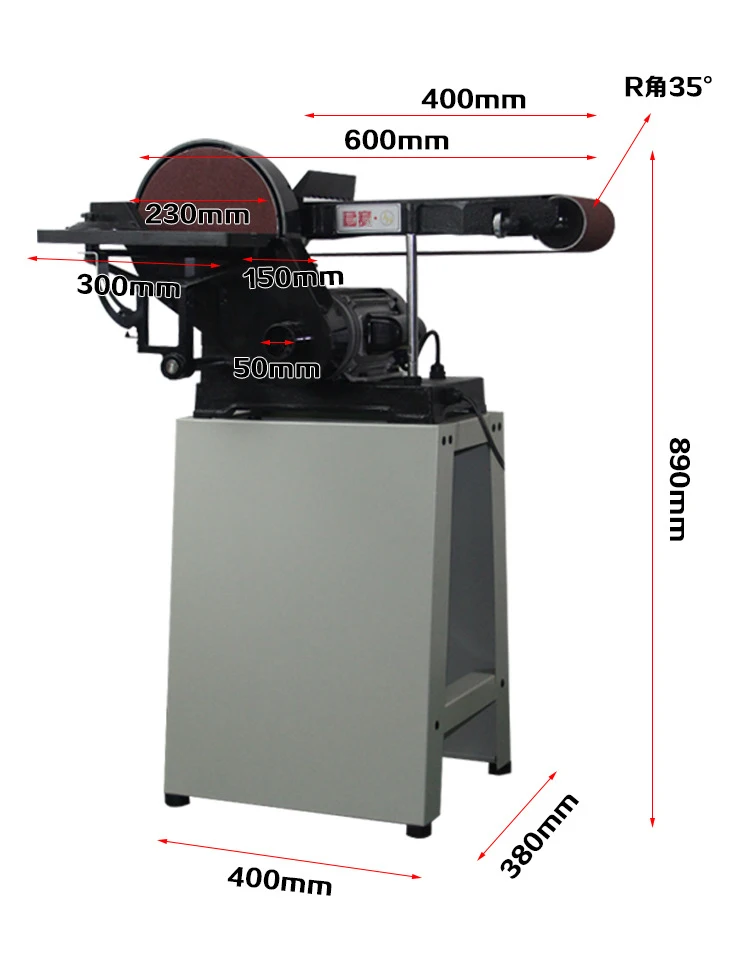 Woodworking Wood Combination Tilt Table Bench Belt and Disc Edge Sander Stand Sanding Polishing Grinder Machine