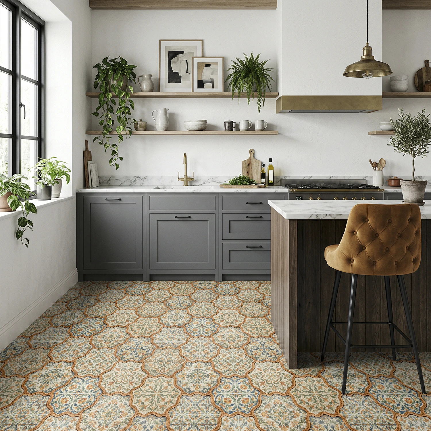 10/20/30/40/50Pcs Flower Shape Vintage Floral Floor Stickers 30cm Wear Resistant Thick Foam Floor Stickers