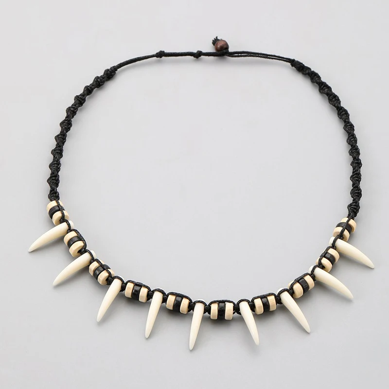 Fashionable Woven Bohemian Imitation Wolf Teeth Necklace Couple Necklace Amulet Gift DIY Decoration