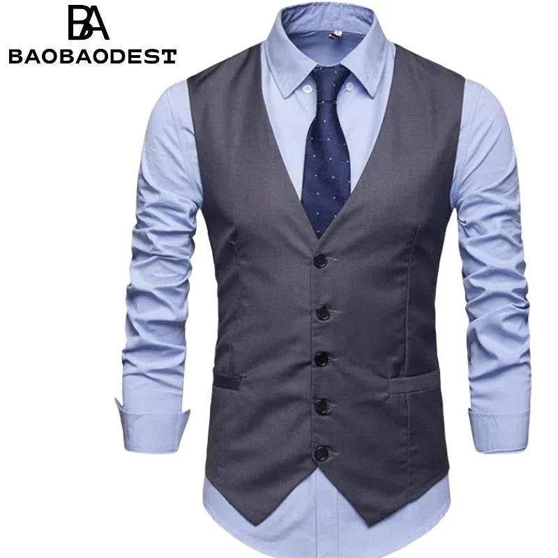 

en's Plus Size Suit Vest - V-Neck Single Breasted Sleeveless Waistcoat for Wedding, Business & Party | Autumn Wool Blend, Classi