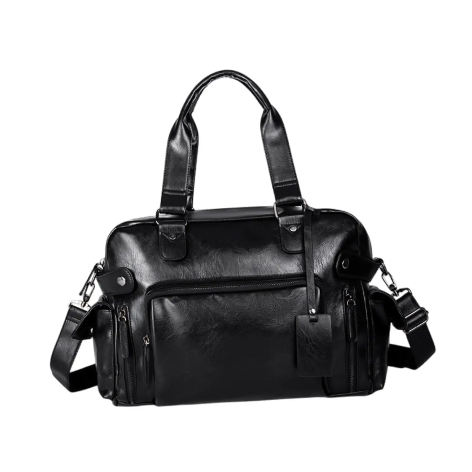 Mens Leather Shoulder Bag Waterproof Large Capacity Laptop Bag Adjustable Strap Tote Top Handle Handbag for Office Outdoor Work
