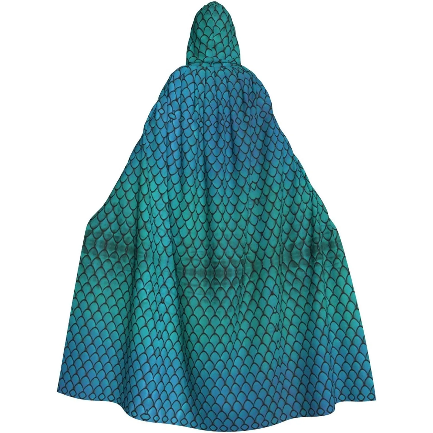 

blue fish scale print Adult Hooded Cape Carnival Festival Cape Cosplay Robe Costume party Gothic Carnival
