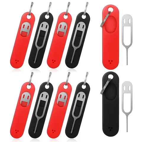 1/3Pcs Mobile Phone SIM Card Tray Eject Pin Ejector Removal Tool SIM Card Opener Needle with Anti-lost Keychain Case Universal