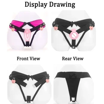 男性貞操ケージ用落下防止ハーネス、弱虫トレーニングロック可能なTバック、貞操パンティーペニスリングコックベルト大人のおもちゃ男性用