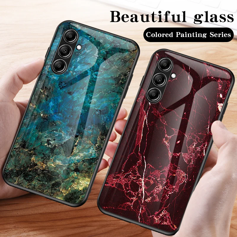 For Samsung Galaxy S23 FE S711B Case Marble Grain Tempered Glass Hard Back Cover Phone Case Silicon Bumper for Samsung S23 FE 5G