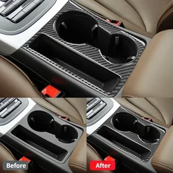 For Audi A4 B8 A5 2009 2010 2011 2012 2013 2014 2015 Carbon Fiber Center Console Water Cup Holder Cover Trim