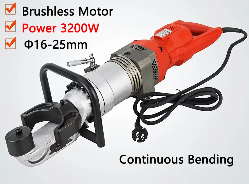 Electric Hydraulic Steel bar Bending Machine WSC-25 Brushless Motor Portable Handheld Reinforced Steel Bending Tool Rebar Bender
