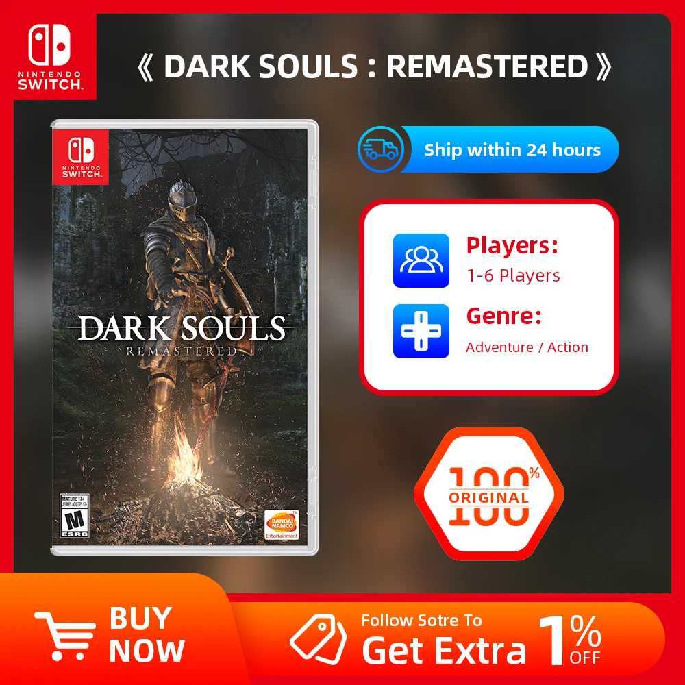 Nintendo Switch Game - DARK SOULS REMASTERED - Games Cartridge Physical Card