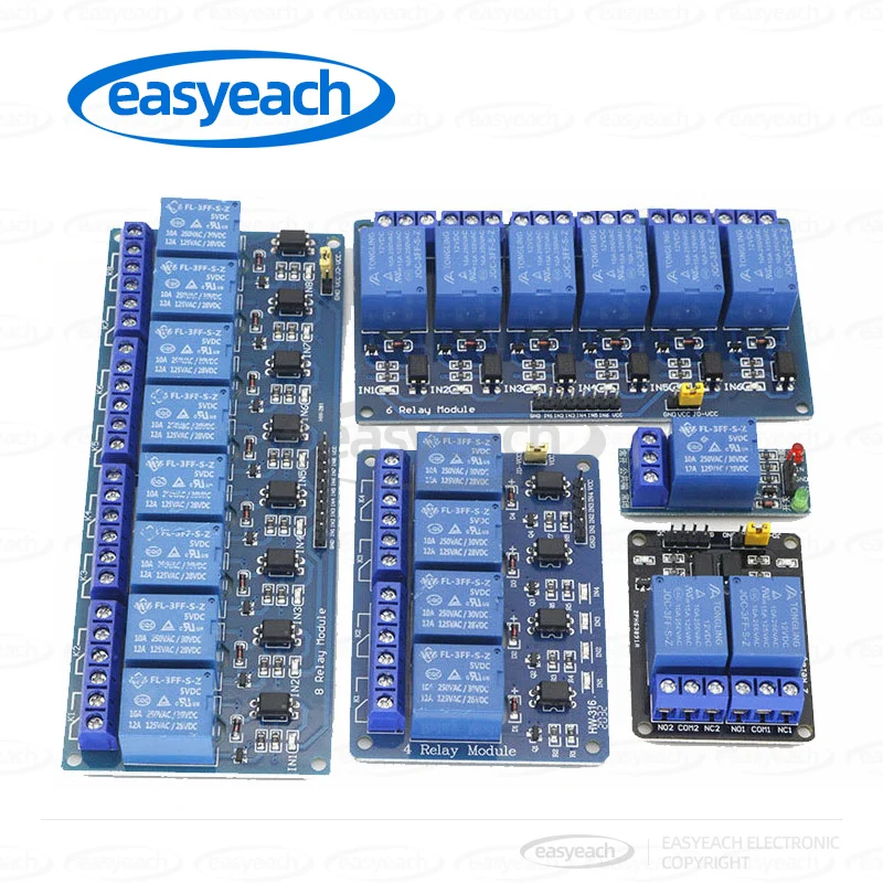 jqc-3ff-s-z 1/2/4/6/8 way 5V12V24V SRD-05VDC-SL-C relay module with optocoupler isolation low level trigger development board