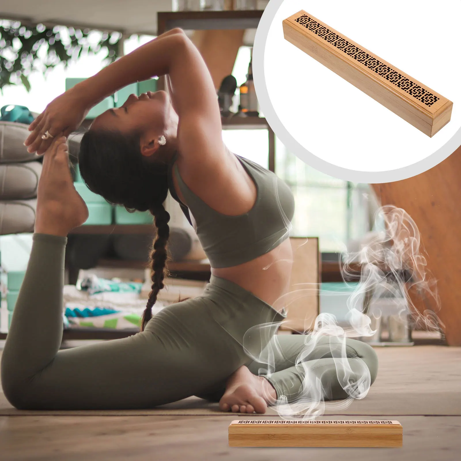 

1Pcs Wooden Bamboo Incense Burner Traditional Hollow Aroma Holder Home Censer Decor Study Room Bedroom Yoga Meditation