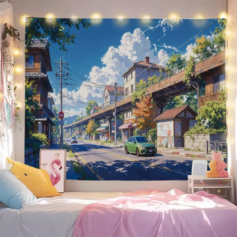 VIKAMA Japanese Anime-Style Tapestry, A Gentle And Atmospheric Background Fabric For Bedroom And Living Room Wall Decoration