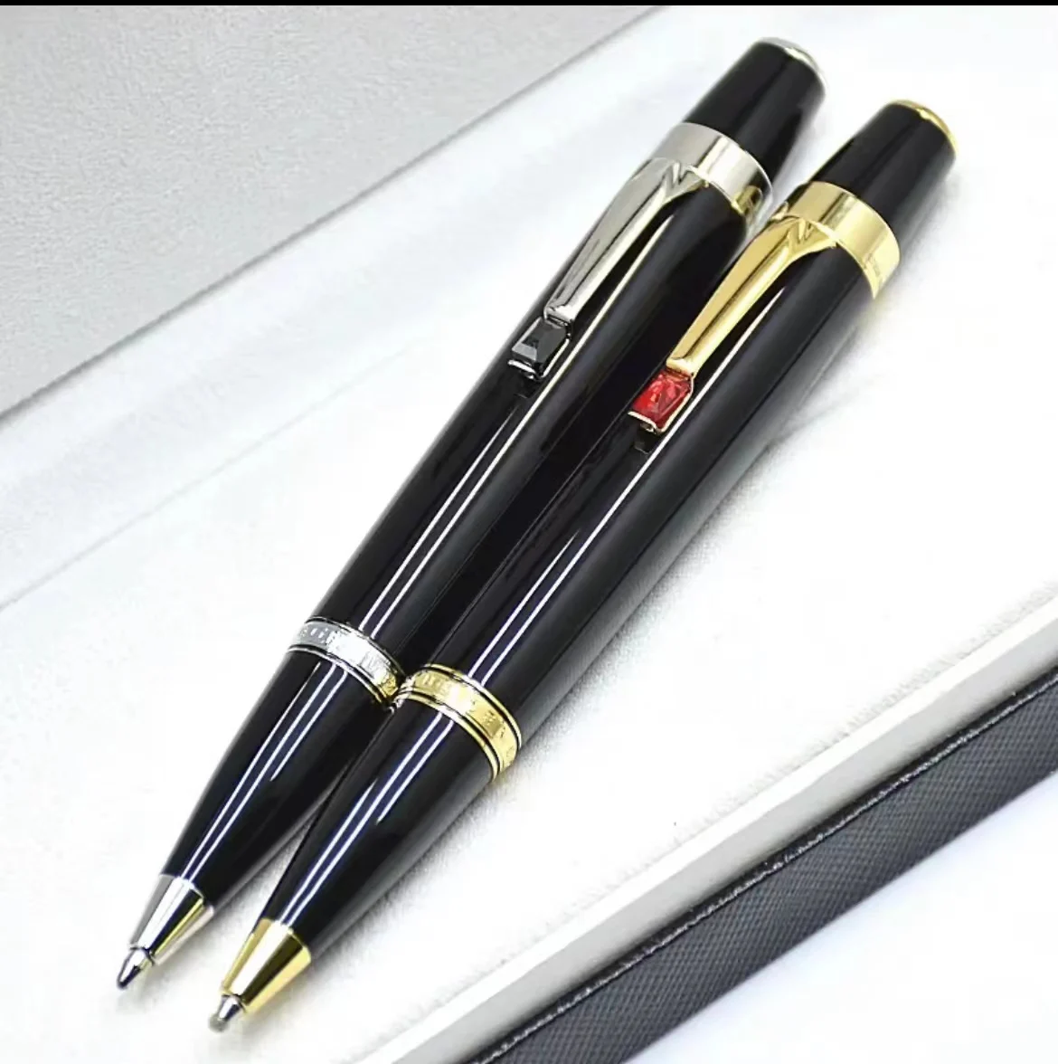 

Limited Edition Bohemis Black Resin Ballpoint Pen Mini Short Portable Travel Office School Writing with Gem Serial Number