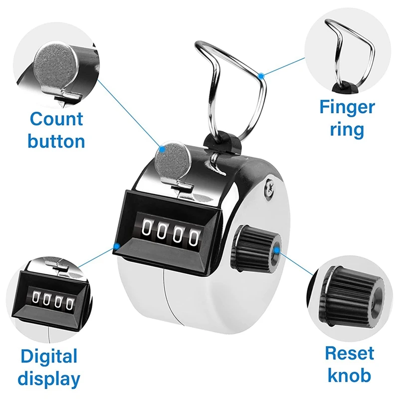 3 Pcs Counter, 4 Digit Clicker Counter, Metal Hand Counter Clicker For Counting Golf Counter