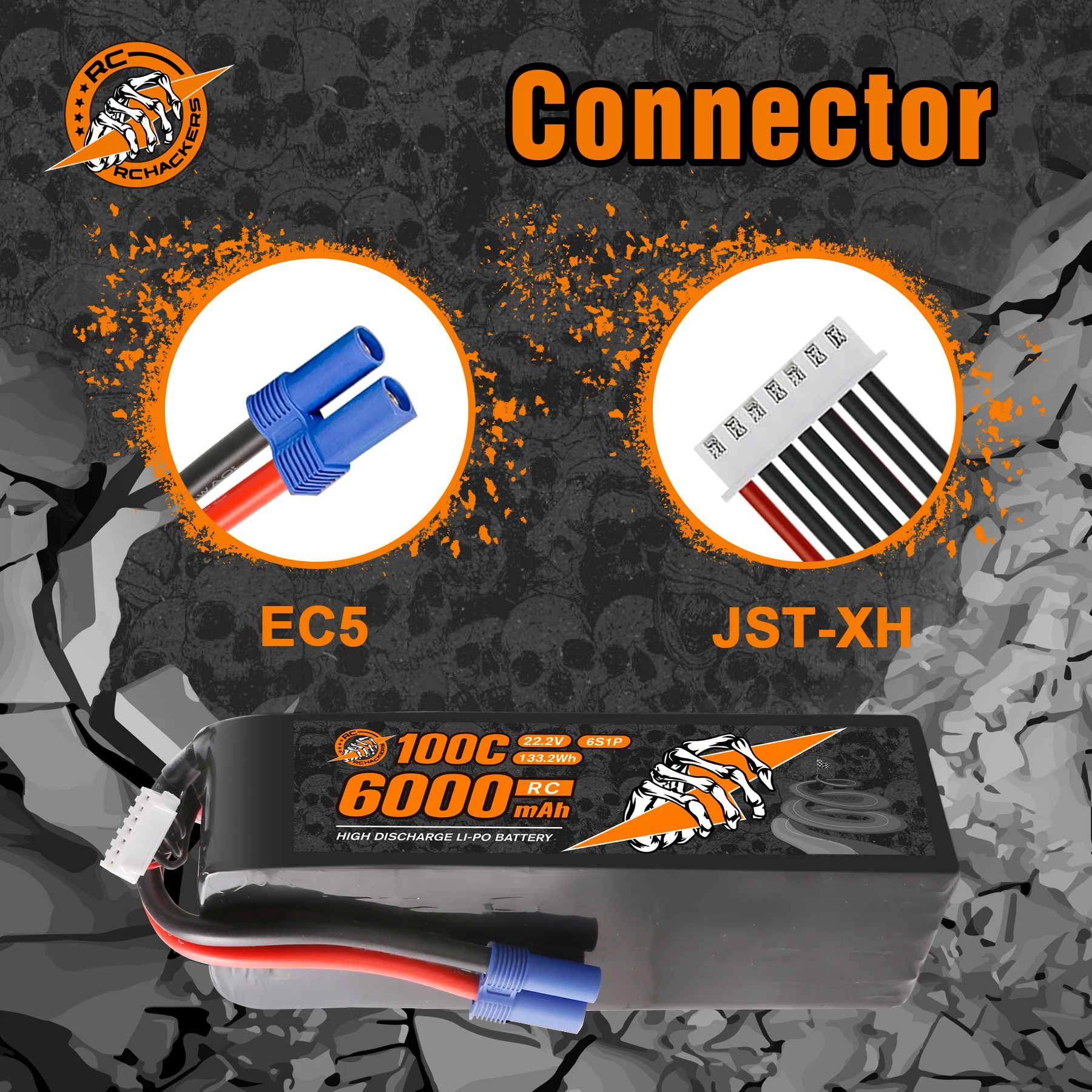 بطارية ليبو RCHackers 6S 6000mAh 22.2V 100C مع قابس EC5 #2