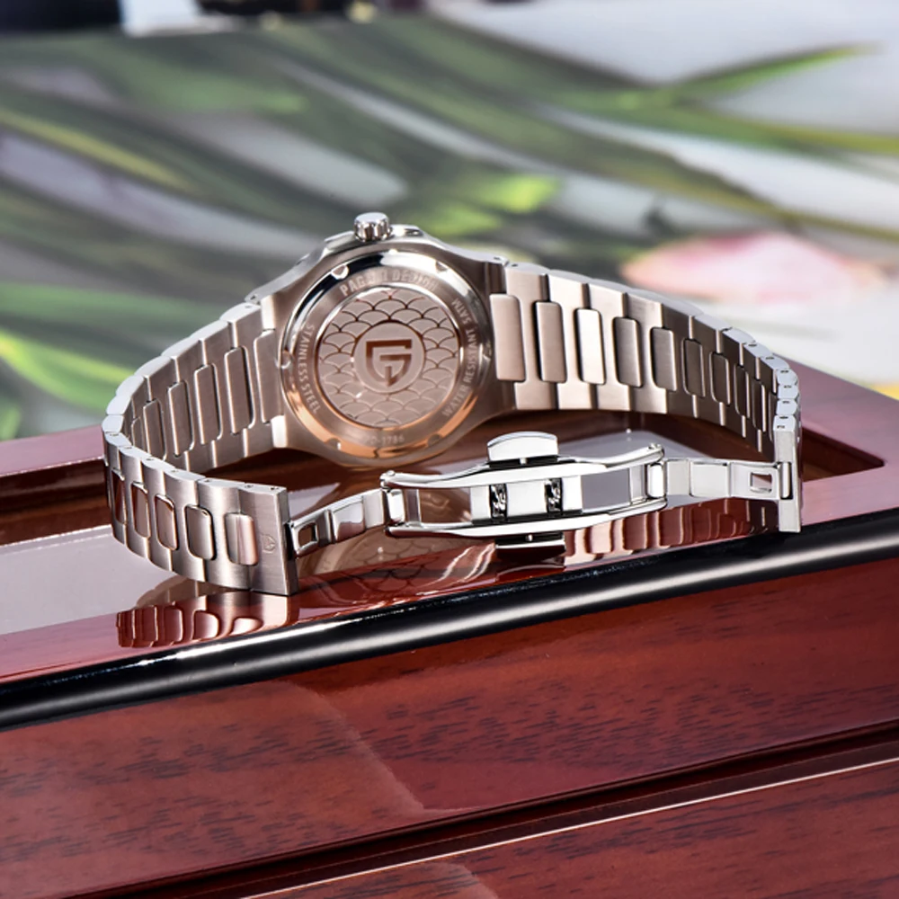 ساعة باجاني ديزاين الفاخرة كوارتز للسيدات كرونوغراف كريستال الياقوت vx3ha رياضية من الفولاذ المقاوم للصدأ مقاومة للماء للسيدات