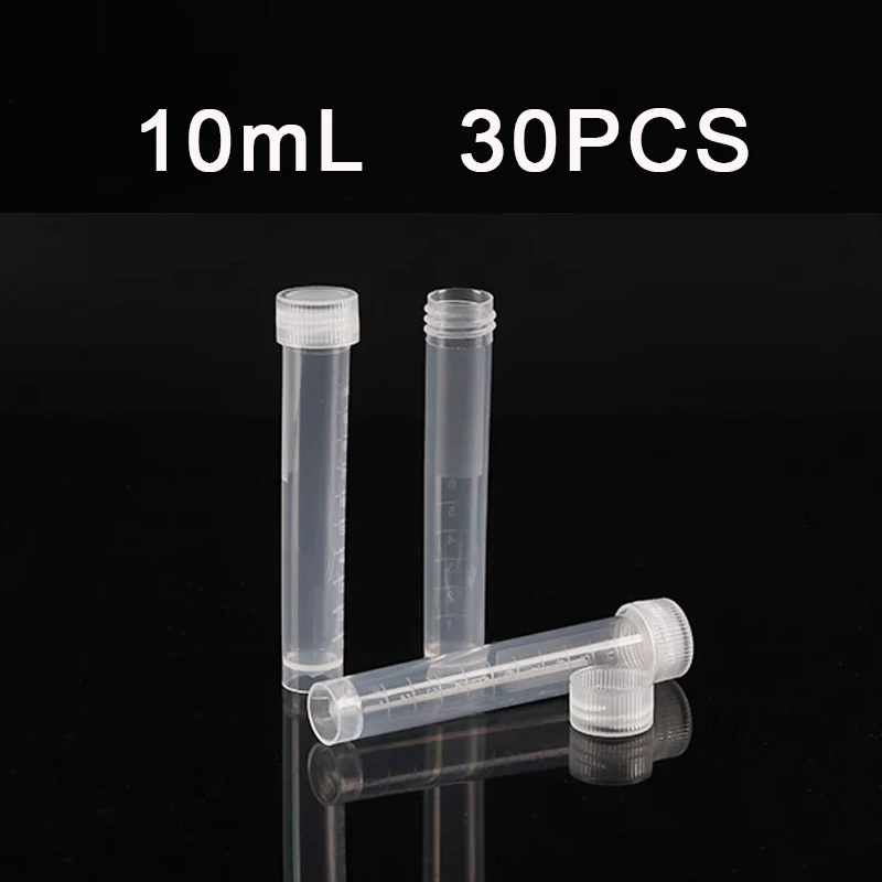 Lab Plastic Frozen Test Tubes 10ml cryotube Centrifuge tube Vial Seal Cap Container for Laboratory School Educational , 30pcs