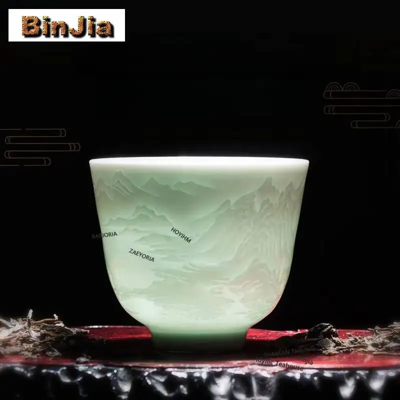 Juego de tazas de té de lujo Misty Blue Flood Dragon de 100ml, tazas para degustación de té, tazas de fragancia, tazas Chazhan Master, colección Cafes
