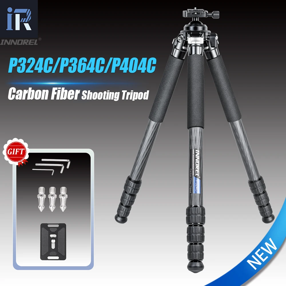 INNOREL P324C/P364C/P404C Carbon Fiber Shooting Tripod with Arca Swiss Dovetail Mount and 360°Embedded Ballhead, 44/55/64mm Ball