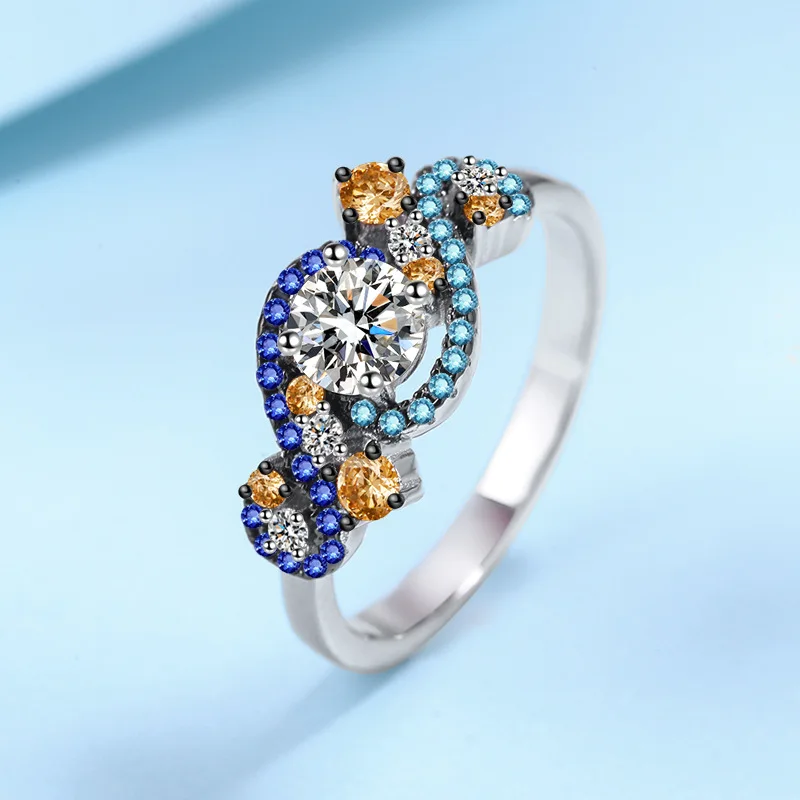Simple Unique Angel Eye Color Matching Micro-set Ring For Women 0.5ct Moissanite PT950 Platinum | Unique style, daily versatile