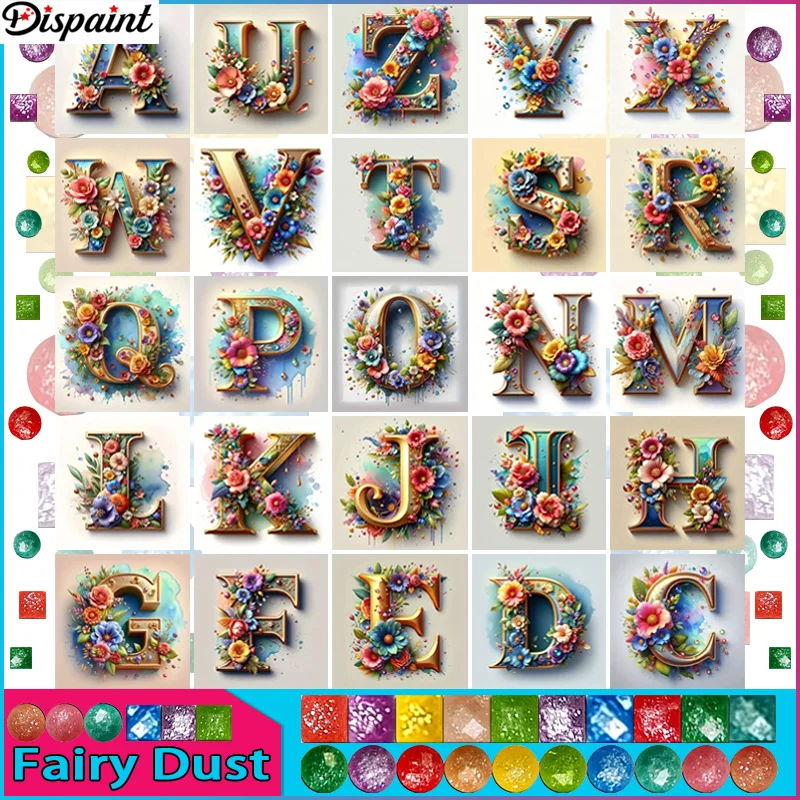 

Dispaint Fairy Dust AB 5D Алмазный "Литера Алмазный цветок" Алмазная вышивка Полный круглый/квадратный Diy Алмазная картина Вышивка крестиком