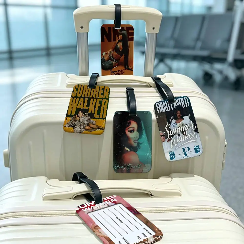 R&B Singer S-Summer Walker PVC Luggage Tag With Information Card Anti lost Name Label For Suitcase Backpack Travel Accessory