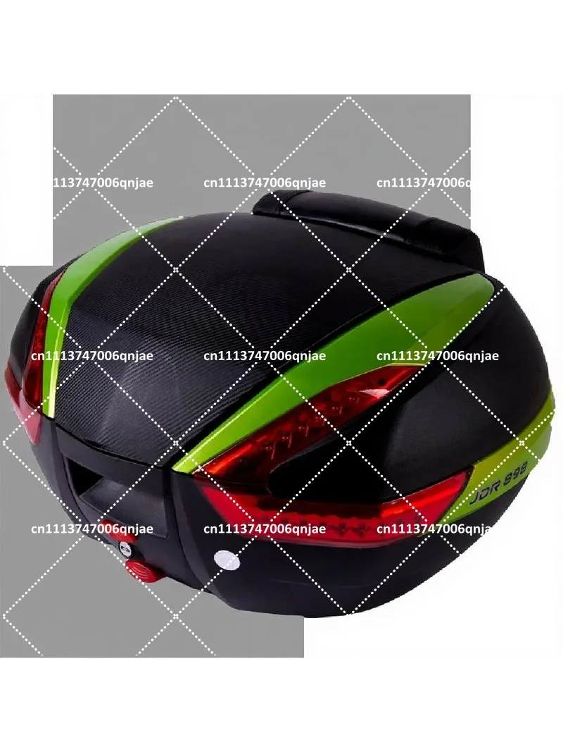 Large Waterproof Motorcycle Top Case With LED Quick Release Storage Trunk