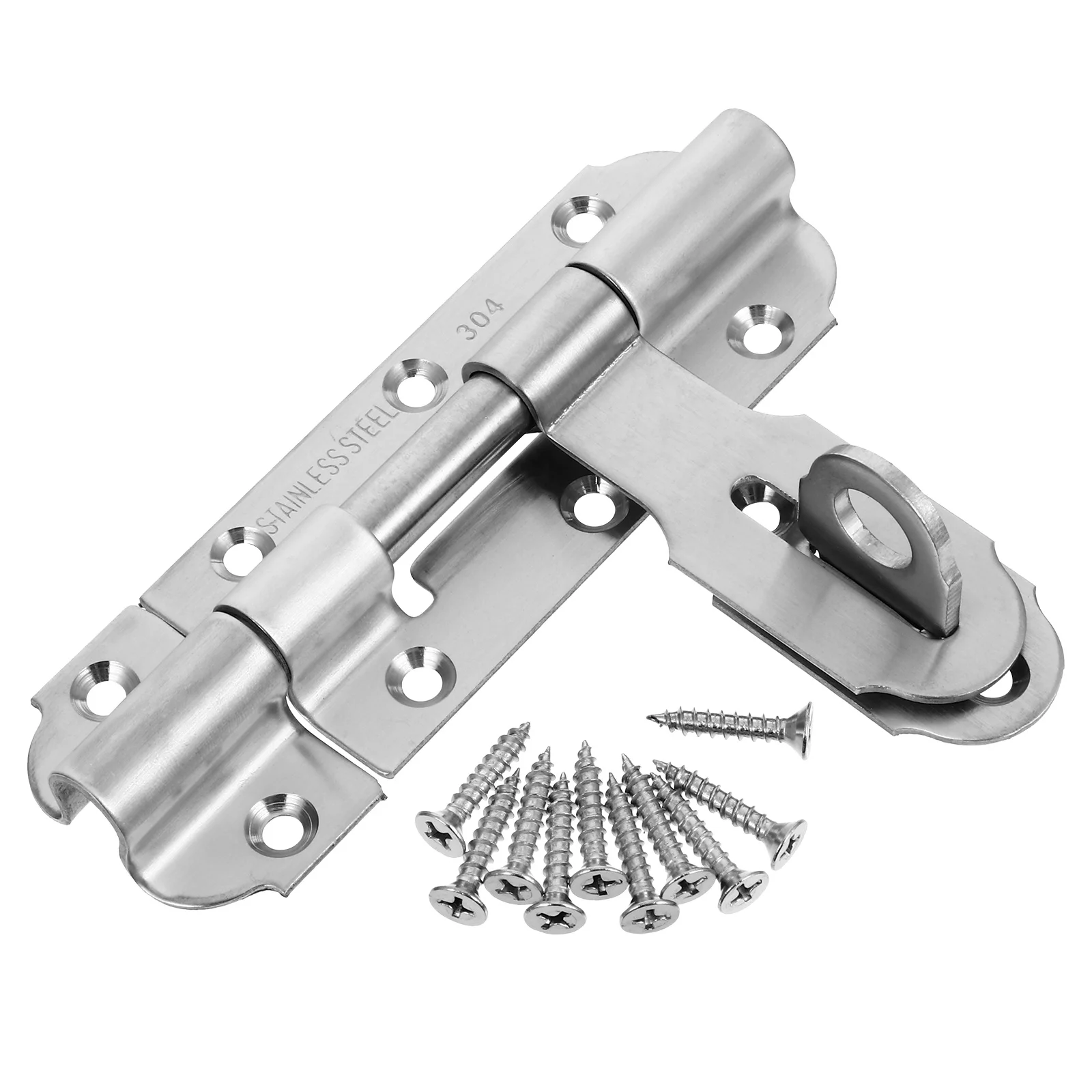

1 set 1 Set Heavy Duty Stainless Steel Door Latch With Lock Hole For Outdoor Garden Gate Security Bar Bolt Slide Lock Door Bolt