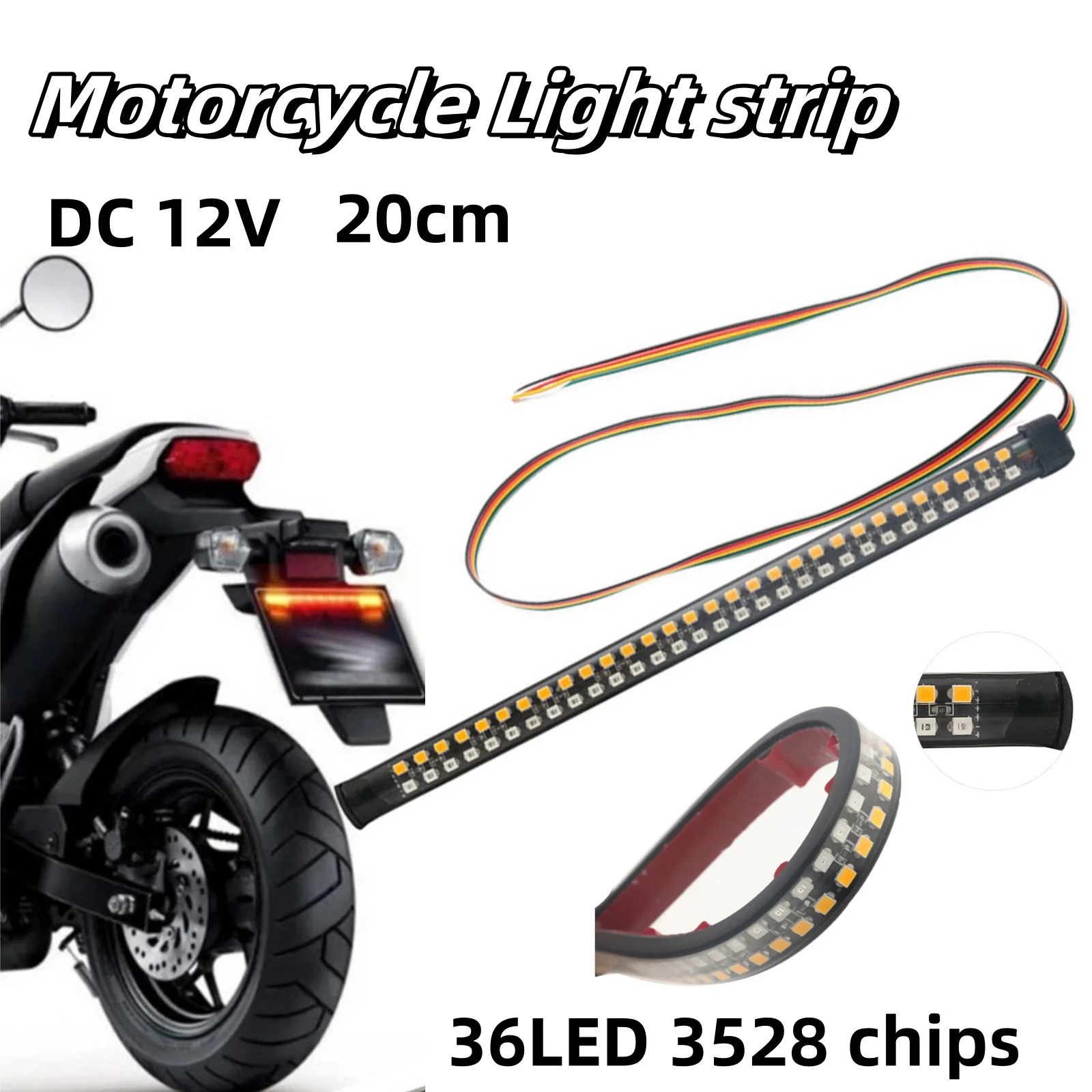 

Motorcycle Flexible LED Light Brake Sequential Turn Signal Flowing Tail Light Strip Moto Daytime Running Lamp 20cm