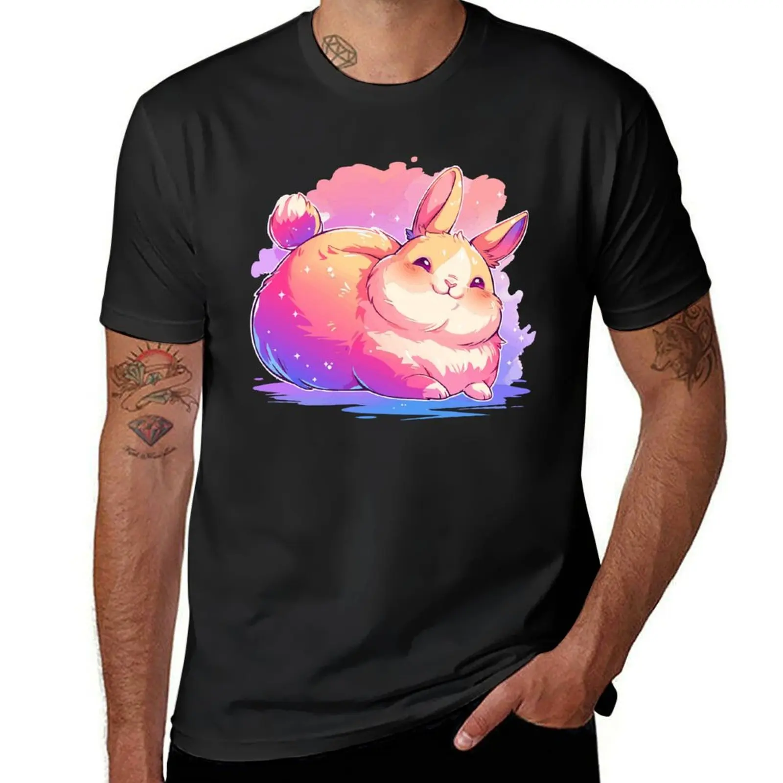 Happy chubby bunny with vivid colors T-Shirt tees sublime animal prinfor boys Men's t-shirt