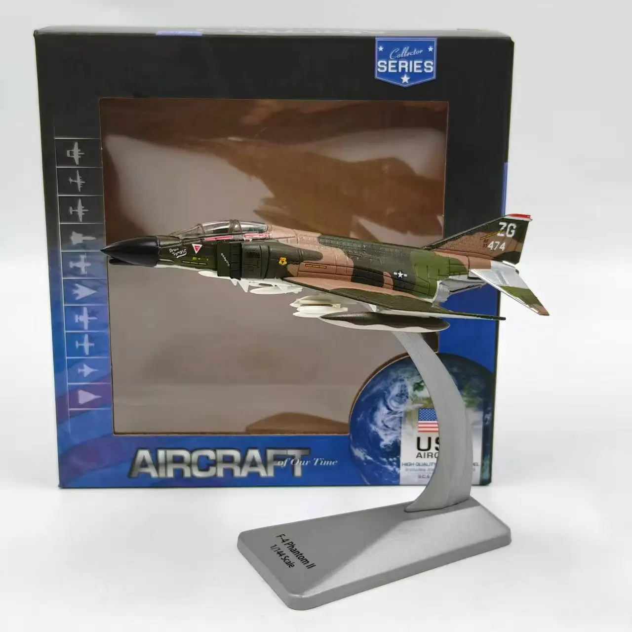 Diecast 1:144 Scale Aircraft US F-4 Phantom Carrier Based Fighter Jet Alloy Airplane Model With Stand Military Aviation Ornament