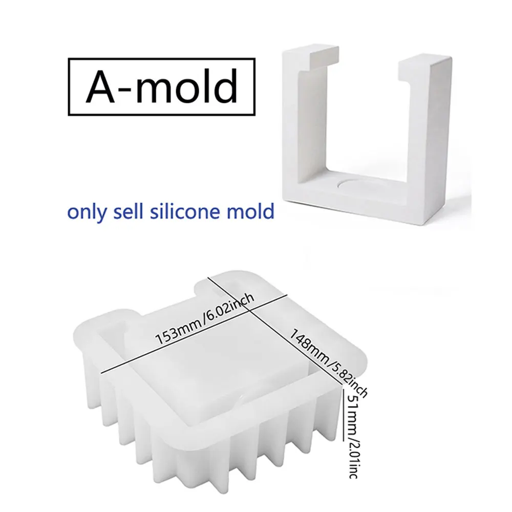 Square Essential Oil Candle Holder Silicone Mold DIY Gypsum Concrete Aroma Furnace Wax Melting Furnace Diffuser Bracket Mould