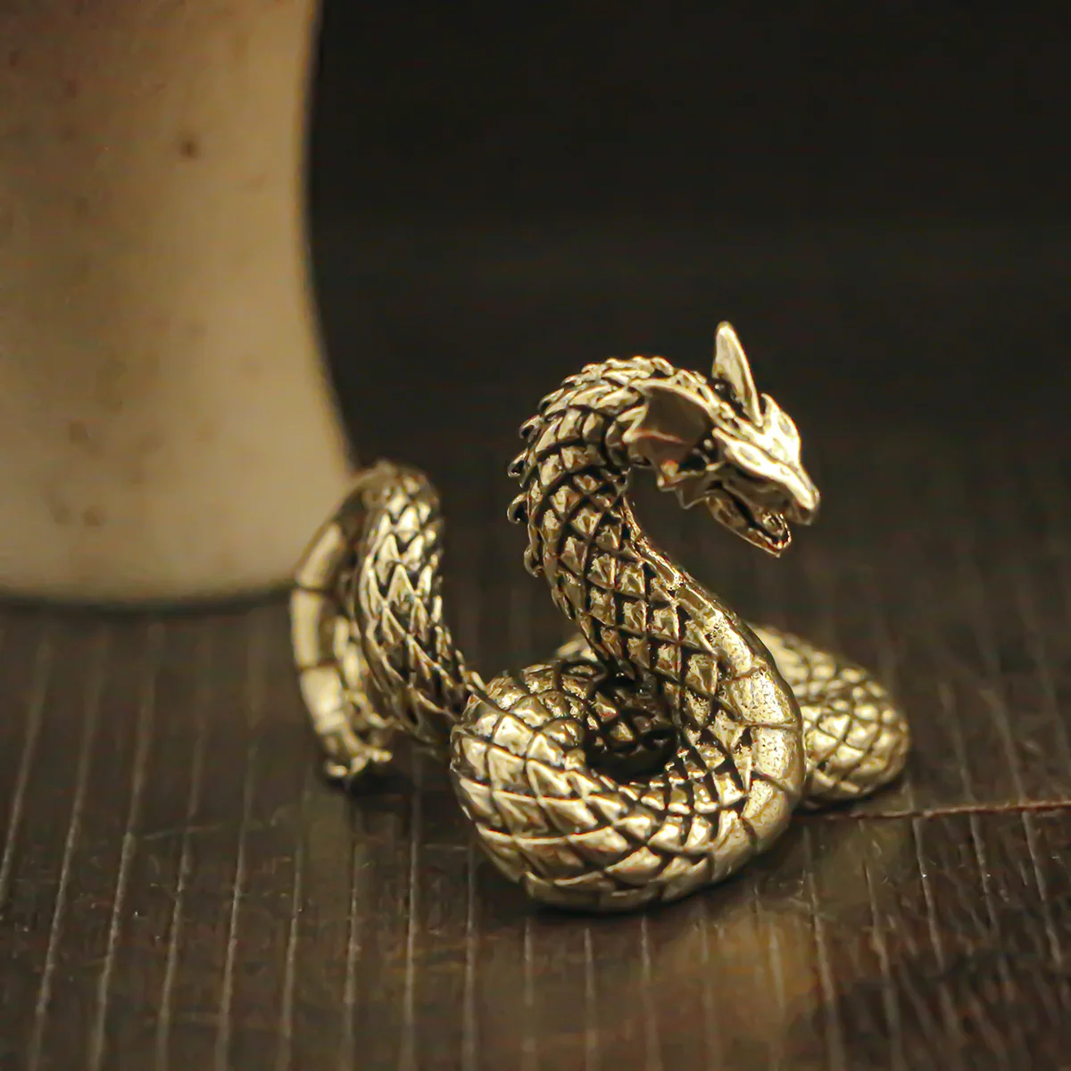 1/2Pcs Brass Original Design Flood Snake Ornament Zodiac Snake Black Flood Snake Desktop Decoration