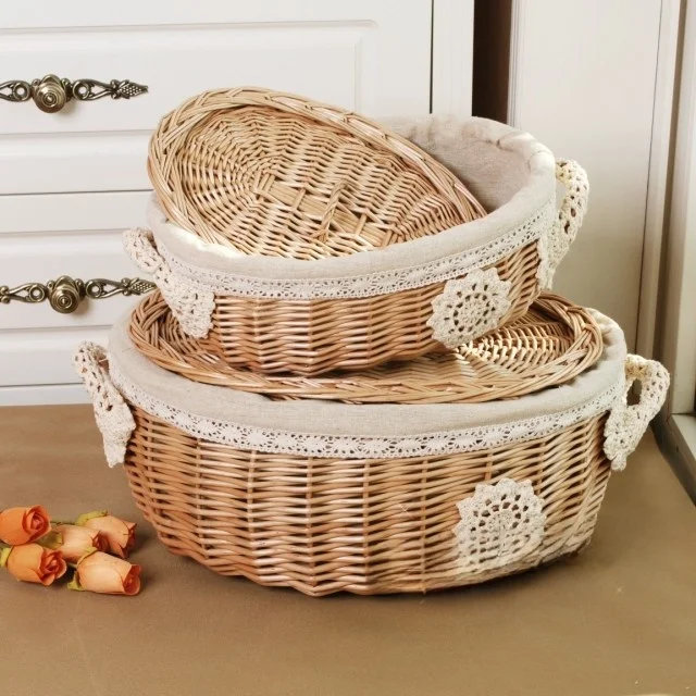 

Плетеная корзина для хранения Zakka, овальная, в деревенском стиле, для косметики, настольный органайзер, ручная работа, корзина для белья