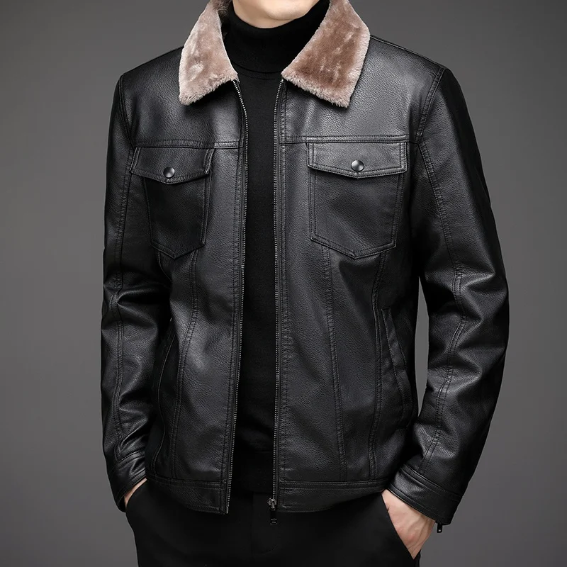 

New Men's Thiened Velvet Jaet Casual Square Collar Faionable All-Match Trendy Outerwear Autumn Winter Light Busin