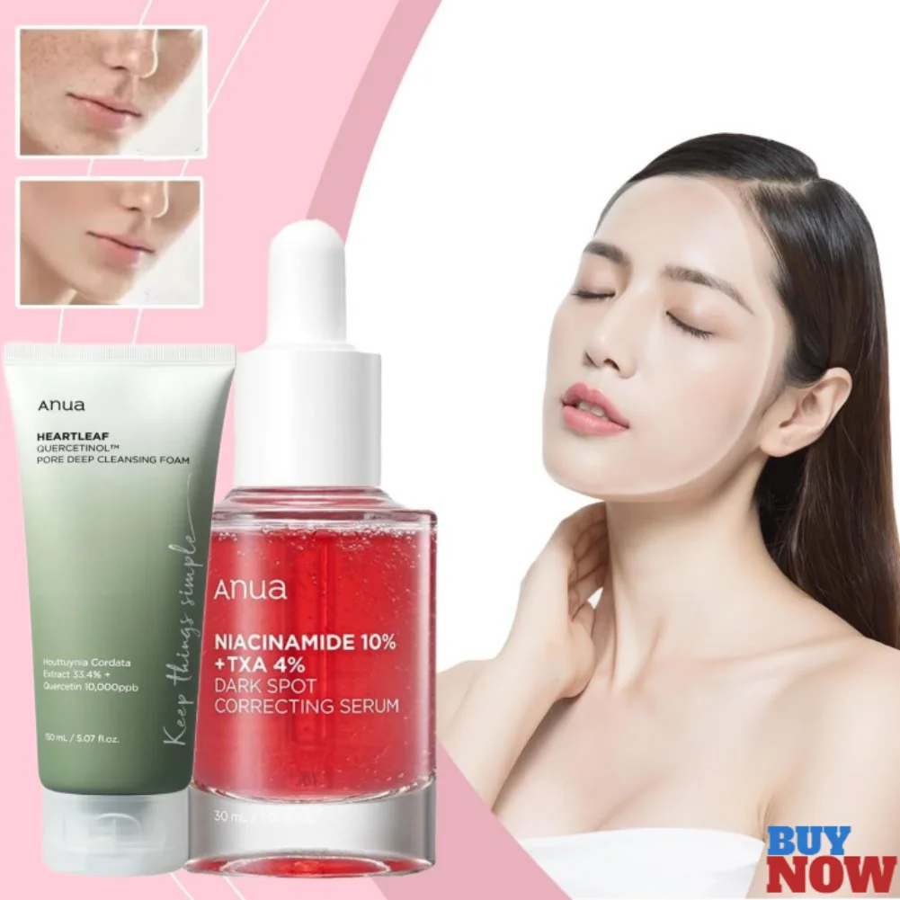 Korean Heartleaf Anua Anti-aging Essence Moisturizing Toner Emulsion Fade Fine Lines Deep Cleaning Facial Cleanser Skin Care Set