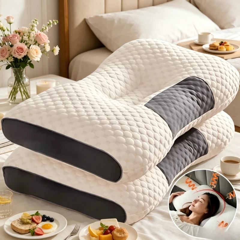 2 Almohadas Ergonómicas Cervicales para Dormir, Cojín Ortopédico de Soporte para el Cuello, 3 Opciones de Altura para el Descanso Diario en el Hogar