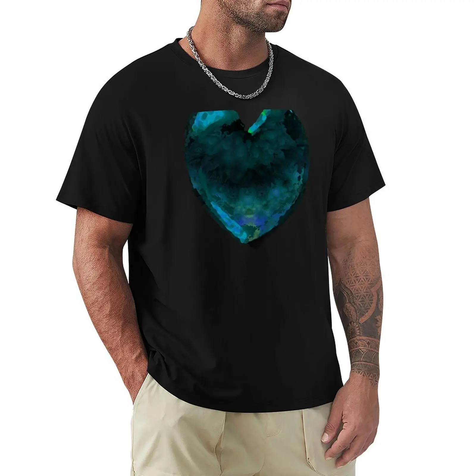 

Black and Blue Romantic Hearts Art - Dark Heart by Sharon Cummings T-Shirt Plus Size Short Sleeve T-Shirt