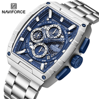 NAVIFORCE Male Casual Multi-function Wristwatch Business Luxury Stainless Steel Waterproof Quartz Mens Watches Relogio Masculino