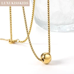 LUXUKISSKIDS Collares Gold/Silver Color Round Ball Gothic Pendants Necklace Simply Trendy Clavicle Link Jewelry for Ladies Gifts