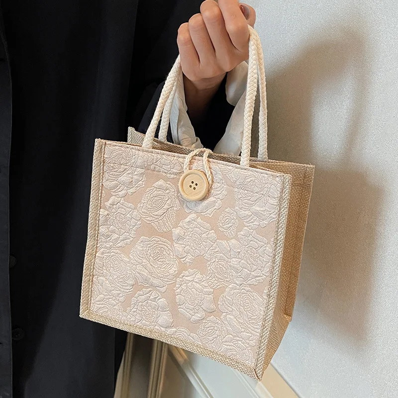 

Ins Tote Bag Linen Bag Female Going Out Carrying Lunch Box Bento Female Small