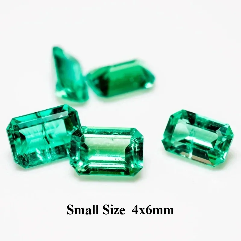 

Lab Grown Small Size 4x6mm Columbian Emerald Emerald Cut For Charms Jewel Making DIY Ring Necklace Earrings Main Materials