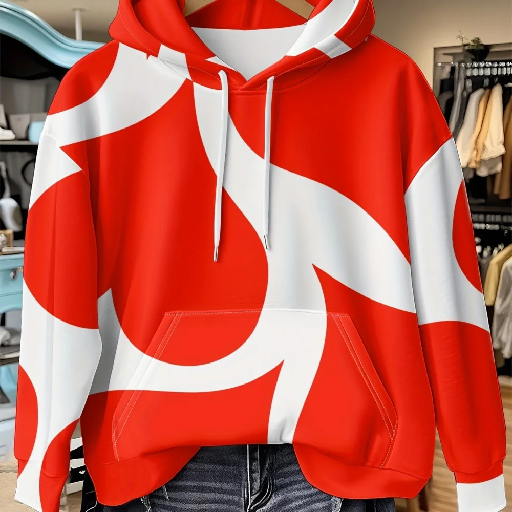 موضة مجردة ثلاثية الأبعاد طباعة هوديس المرأة الشارع الشهير كنزة بمقاس كبير قمصان سويت شيرت بقلنسوة Y2K بدلة رياضية معطف للجنسين الملابس